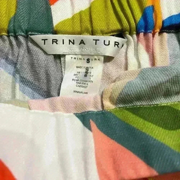 Trina Turk Long Weekend Pant Size Small Bright Colorful Wide Leg Resort Fun NWOT - Picture 5 of 7